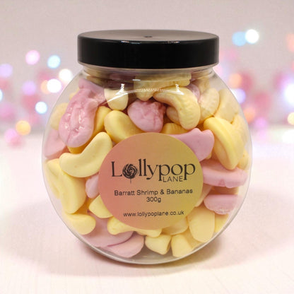 shrimps and bananas in a jar