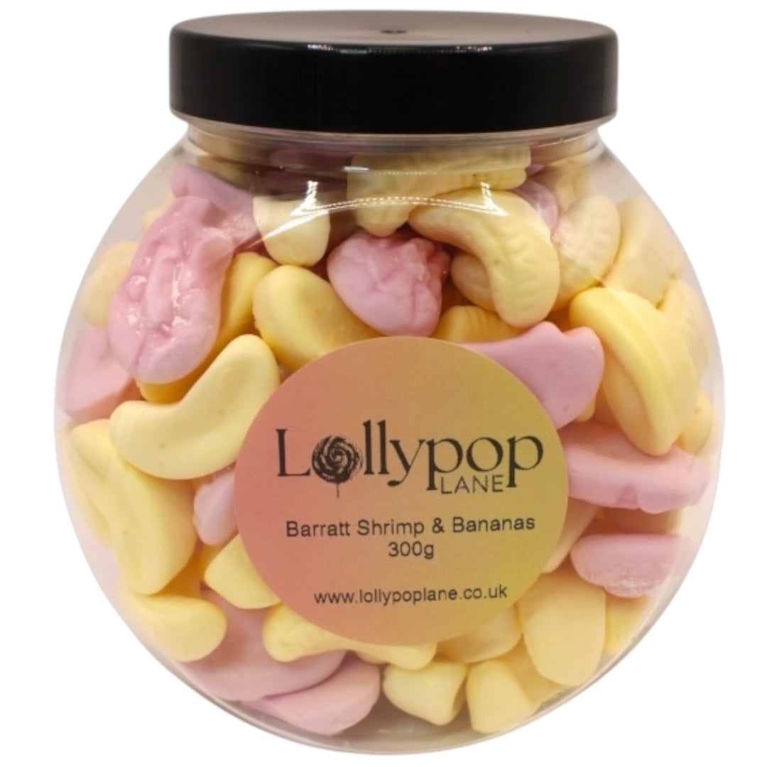 shrimps and bananas in a jar