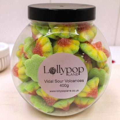 Sour Volcanoes sweets in a jar