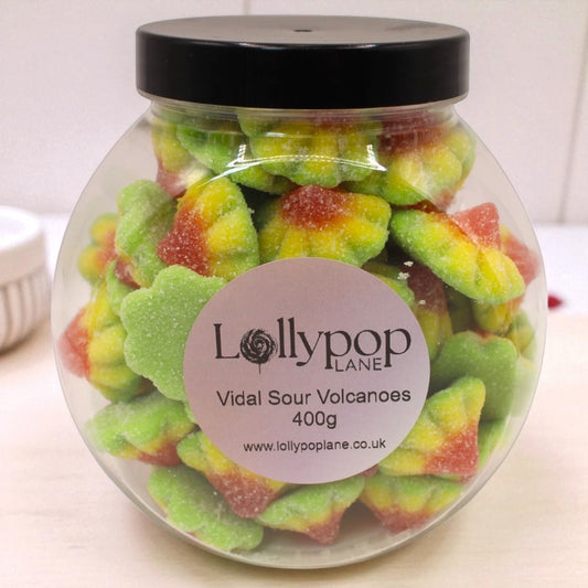 Sour Volcanoes sweets in a jar