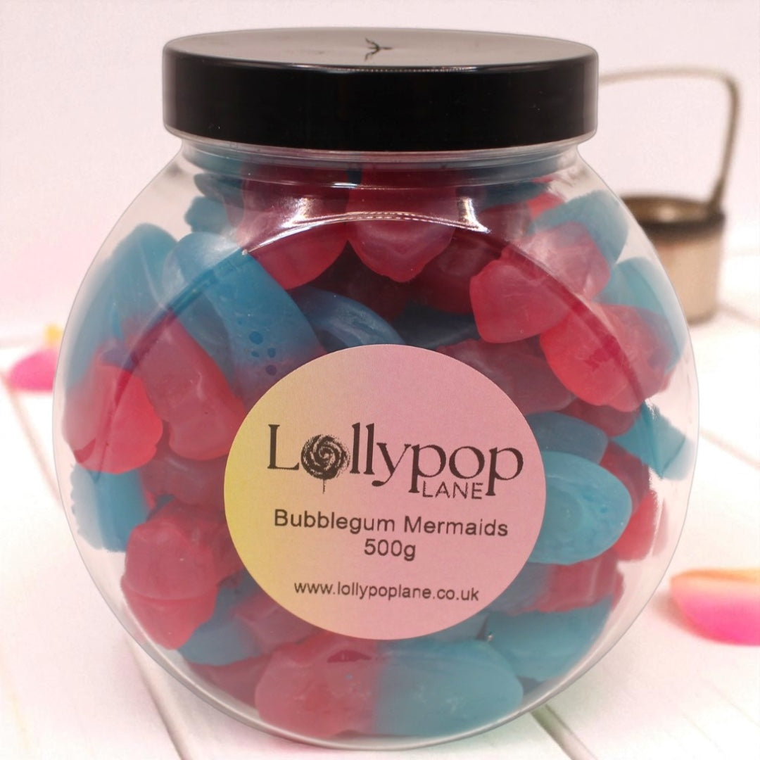 Bubblegum  Mermaids sweets in a  Jar