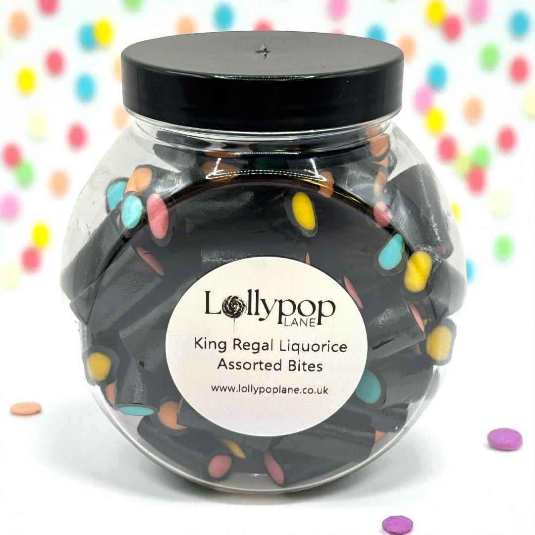 King Regal Liquorice Assorted Filled Bites Sweet Jar 