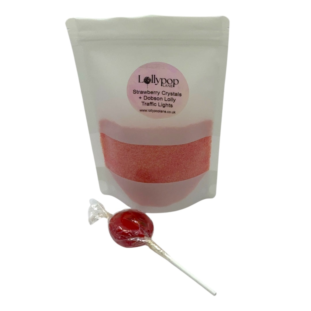 Strawberry Sherbert Crystal's And A Dobson Traffic Light Lolly 150g