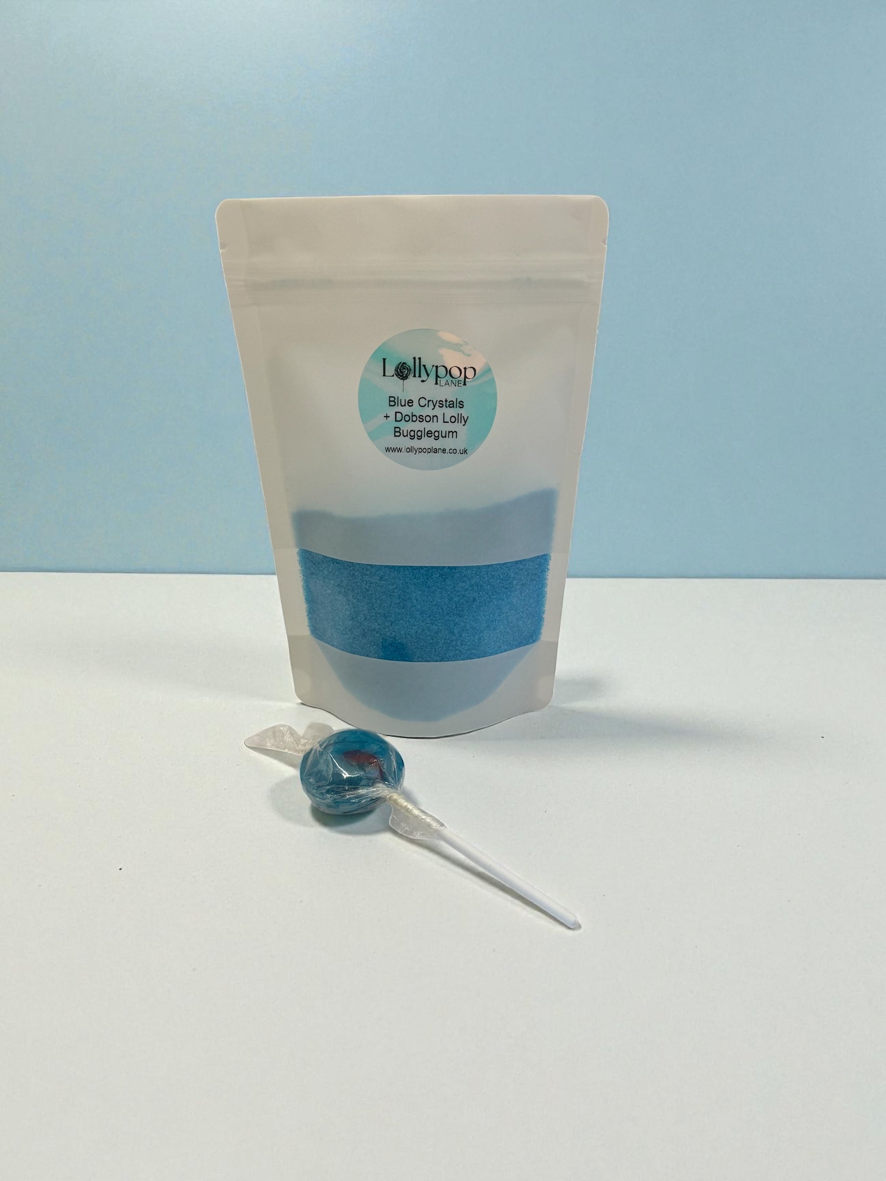 Blue  Sherbert Bubblegum Crystal's And a Dobson Bubblegum Lolly 150g