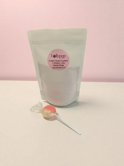 Cream Soda Powdered Sherbet  And A Dobson Candy Floss Lolly 150g 