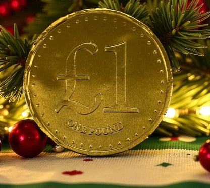 Christmas Large Gold Milk Chocolate £1 Coin 26g