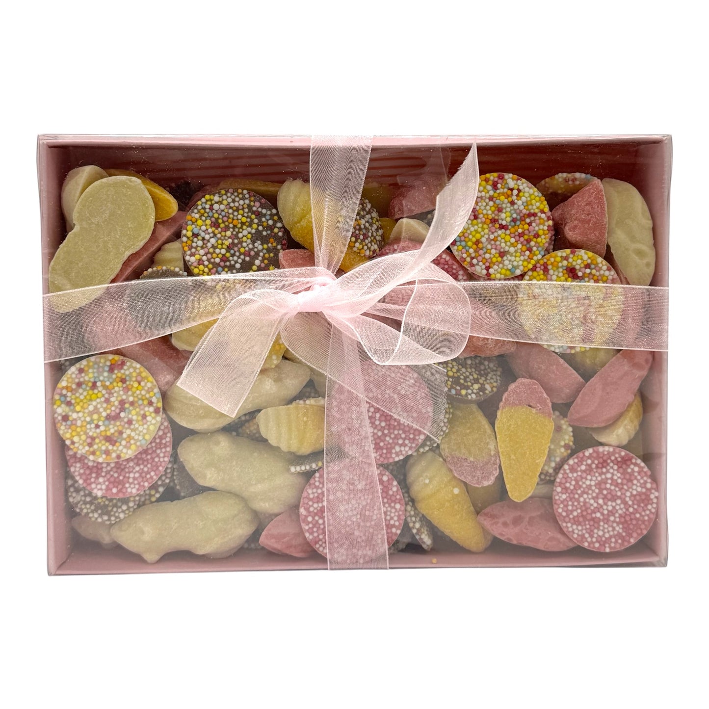 Pink, White and milk Chocolate Pick n Mix in a  Box With 600g