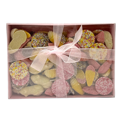 Pink, White and milk Chocolate Pick n Mix in a  Box With 600g