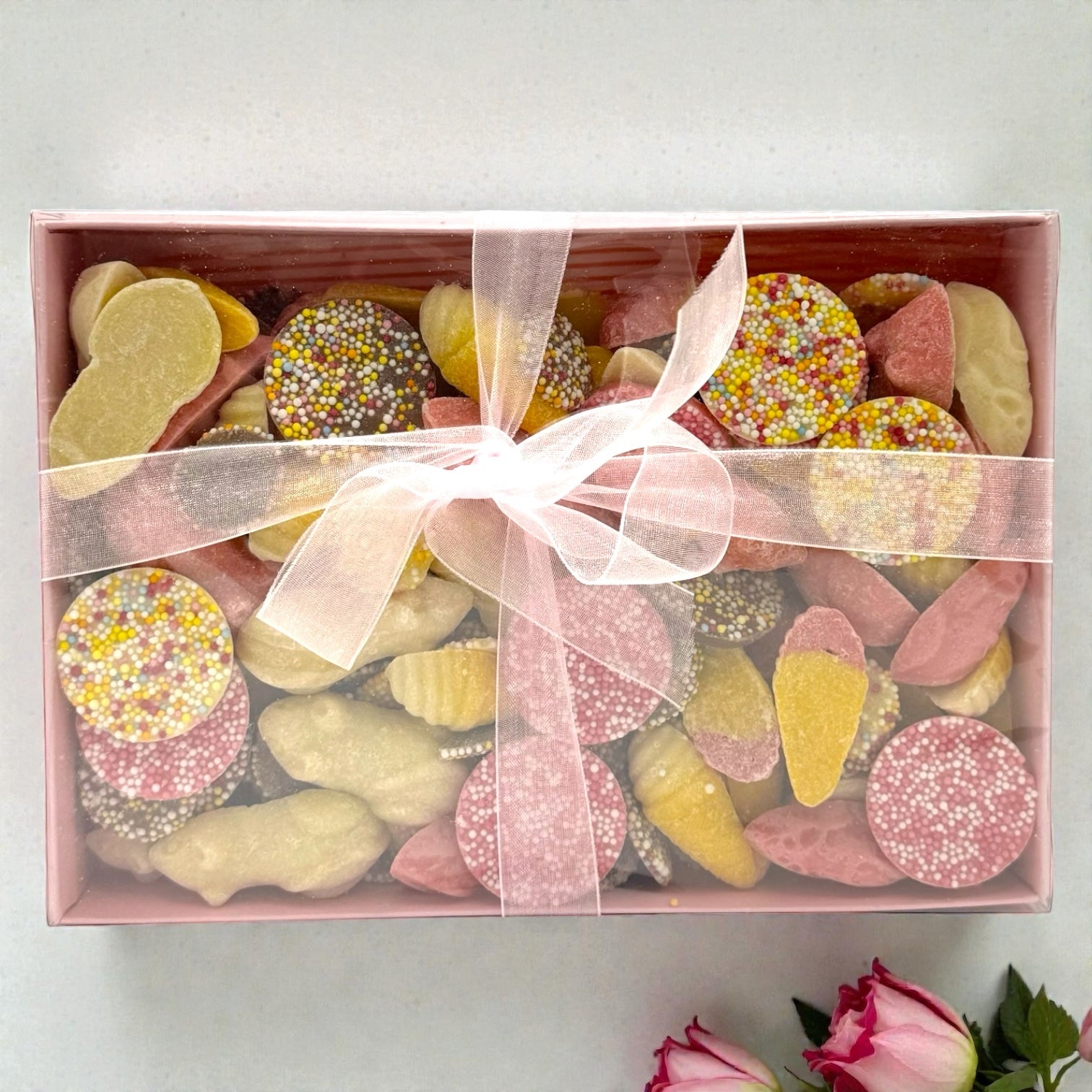 Pink, White and milk Chocolate Pick n Mix in a  Box With 600g
