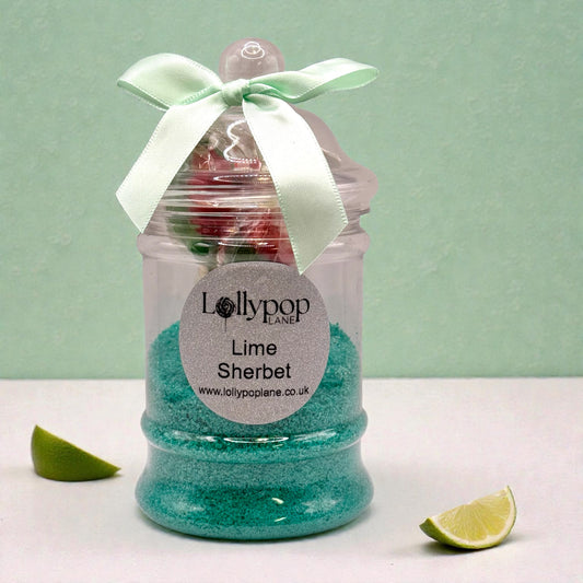 Lime Sherbert In a Victorian Jar  And 3 Dobson Watermelon  Lollies 150g