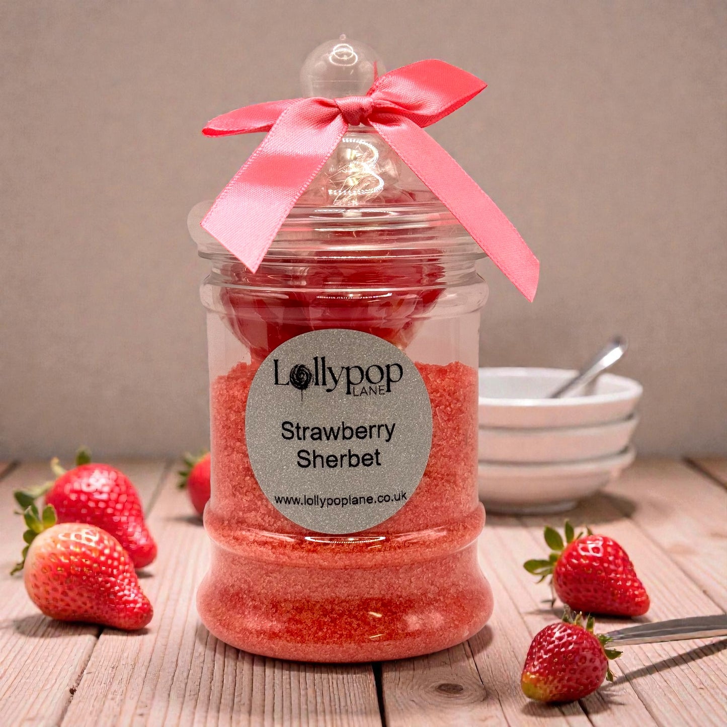 Strawberry Sherbert  In a Victorian Jar and 3 x Traffic Light Lollies 150g 