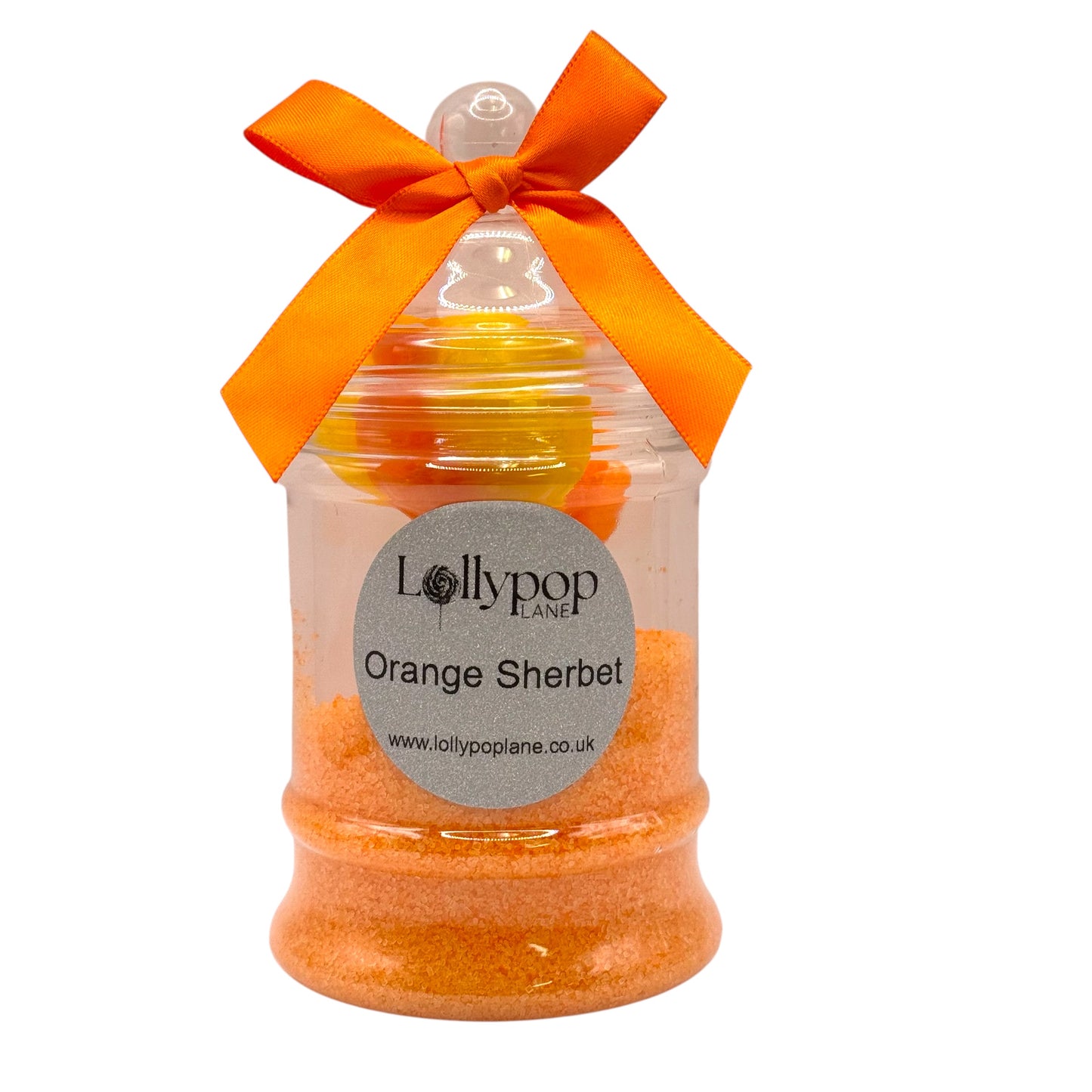 Orange Sherbert In A Victorian Jar And 3 x Orange And Lemon Lollies 150g 