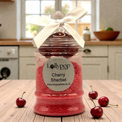 Cherry Sherbert In A Victorian jar + 3 X Cherry Cola Lollies 150g 