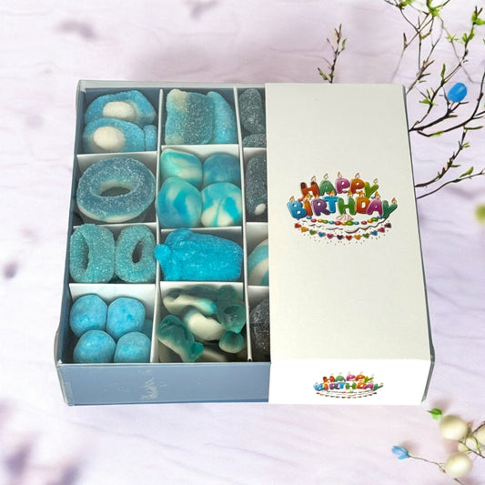 Pick n Mix Blue Sweets  - Happy Birthday Colourful Logo Gift Box 500g