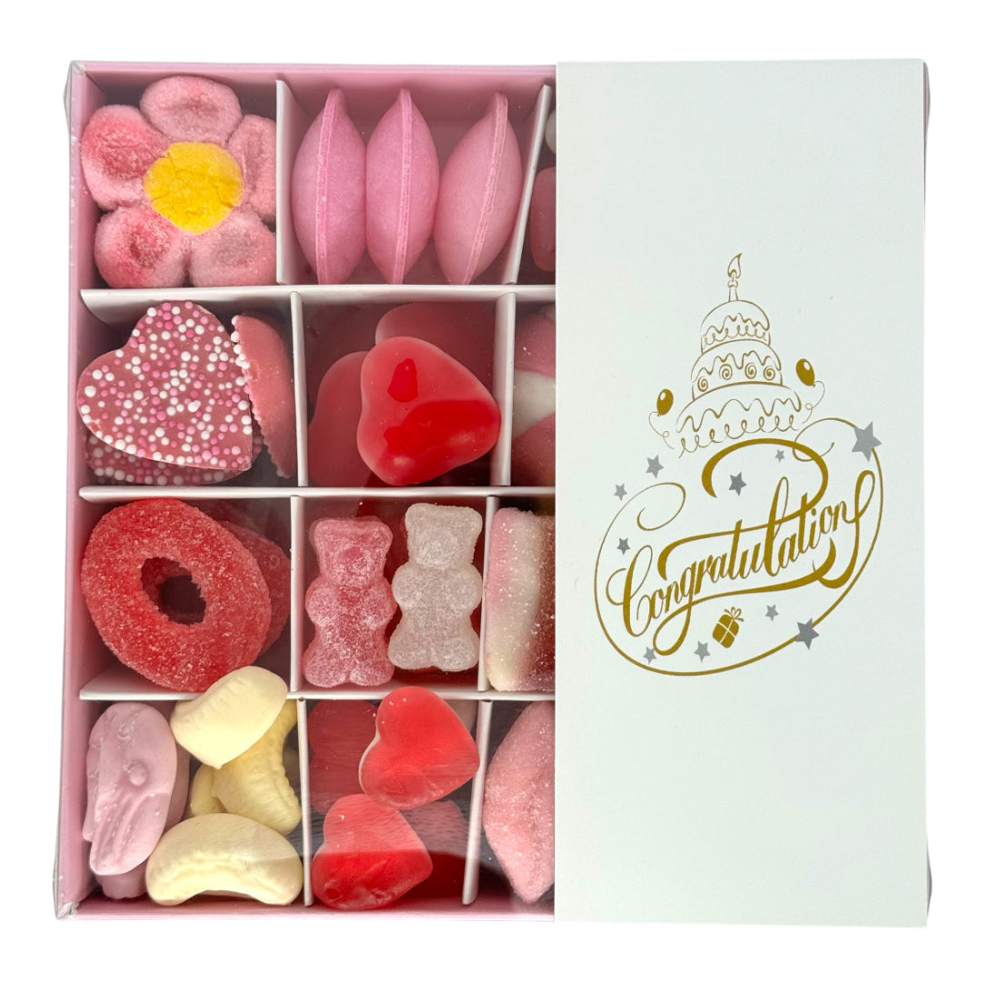 Pick n Mix Pink Sweets - Congratulations Gift Box 500g Top View