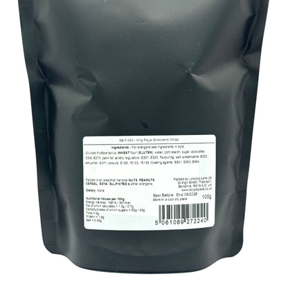 Black packaging with a white label containing ingredients and a barcode on a white background