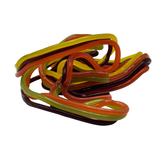 Lollypop Lane rainbow laces on a white background