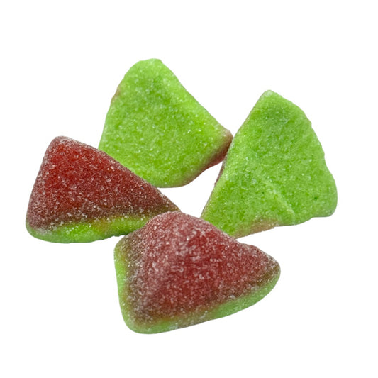 Four sweets, Jelly Filled Watermelon Slices on a white background