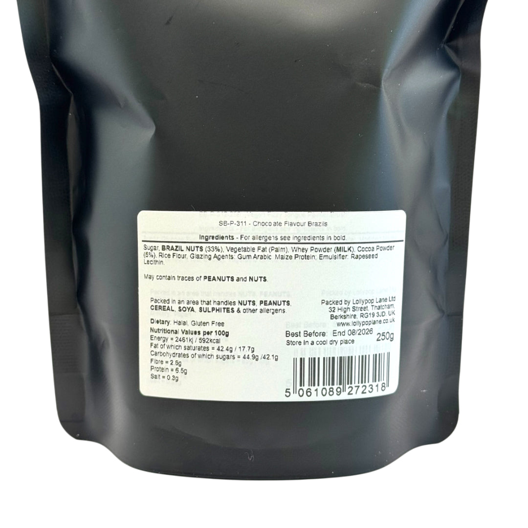 Black packaging with a white label containing text and a barcode on a white background