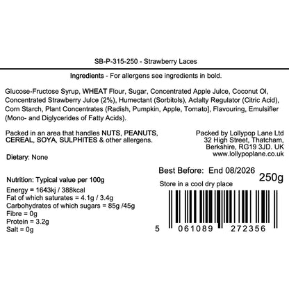 Back of a product packaging with ingredients, allergen information, and nutritional details.