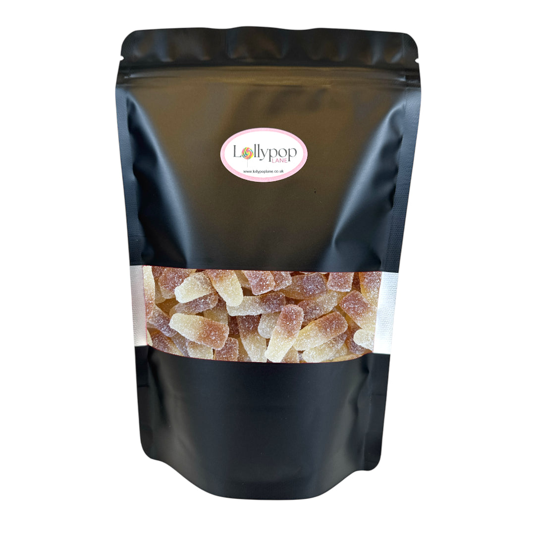 Lollypop Lane sweet pouch filled with Fizzy Cola Bottles.