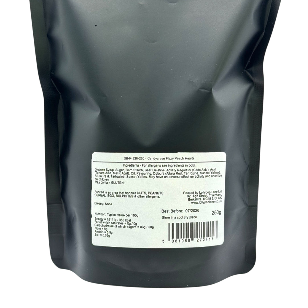 Black packaging with a white label containing text and a barcode on a white background