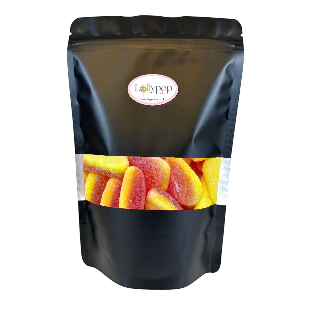 Lollypop Lane sweet pouch filled with Candycrave fizzy peach hearts