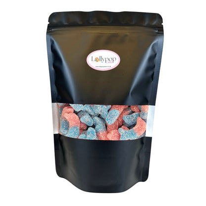 Lollypop Lane sweet pouch filled with Candycrave Vegan Fizzy Bubblegum Dolphins