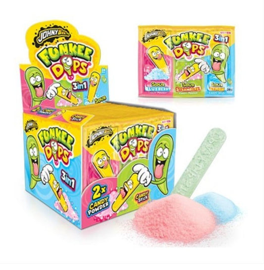 Funkee Dips 3 in 1 Sour Blueberry, Sour Strawberry and Sour Lemon Candy Powder 