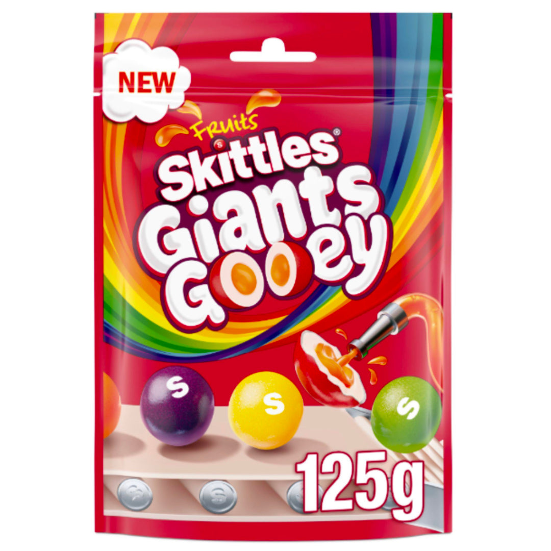 Skittles Giants Gooey Vegan Chewy Sweets Fruit Flavoured Pouch Bag 125g