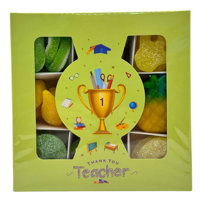 Gift set for teachers with a green box featuring a trophy design and 'Thank You Teacher' text.