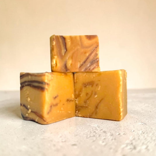 The Fudge Factory Chocolate & Caramel on a rustic table