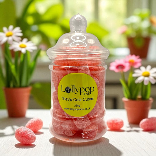 Tilley's Cola Cubes Victorian Jar 250g with personalised label