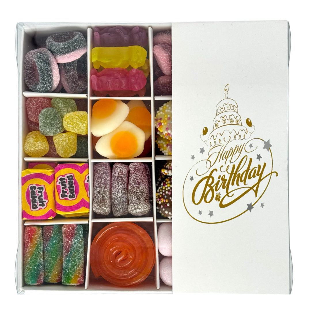 Pick n Mix Sweets - Happy Birthday Gold Logo Gift Box 500g