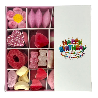 Pick n Mix Pink Sweets - Happy Birthday Gift Box Colourful Logo 500g