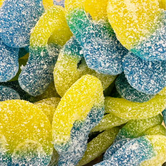 Vegan Fizzy Blue Yellow Skulls
