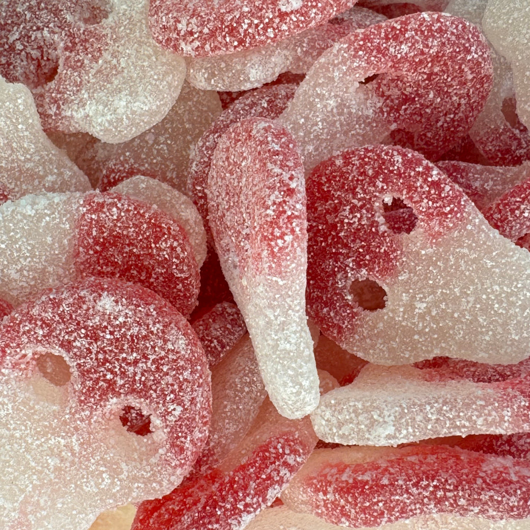 Vegan Fizzy Red White Skulls