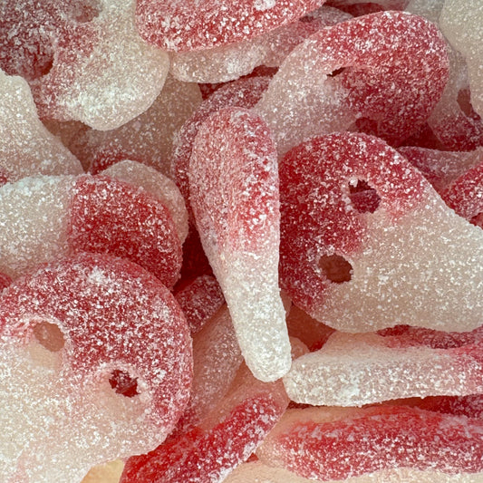 Vegan Fizzy Red White Skulls