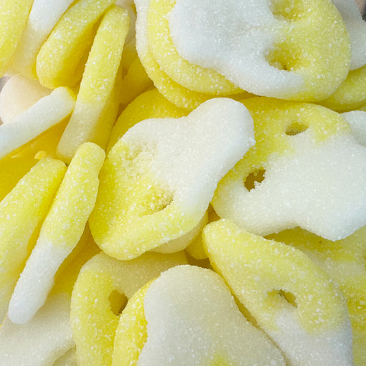 Vegan Fizzy White Yellow Skulls