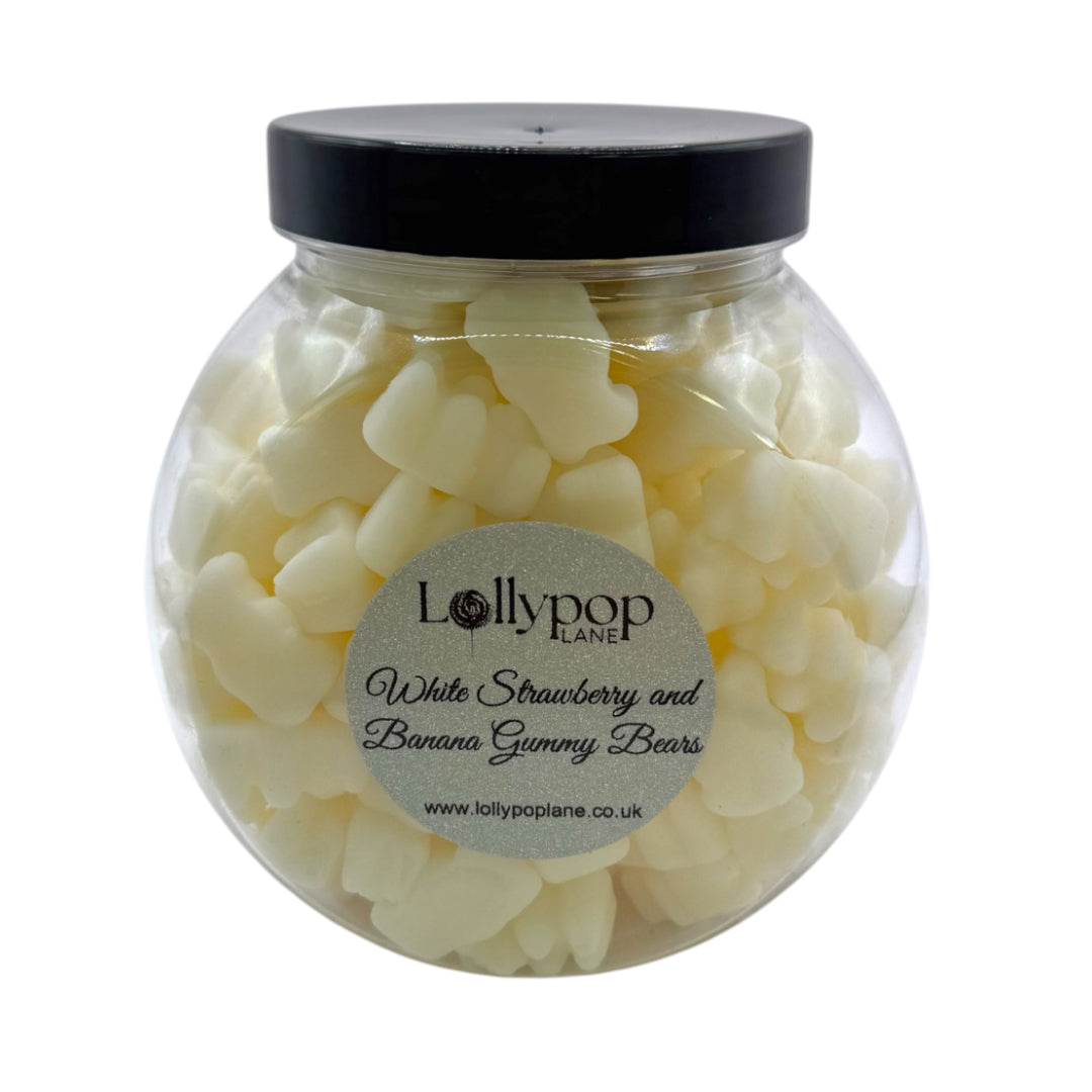 White Strawberry and Banana Gummy Bears Mini Sweet Jar 500g