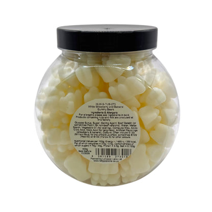 White Strawberry and Banana Gummy Bears Mini Sweet Jar 500g