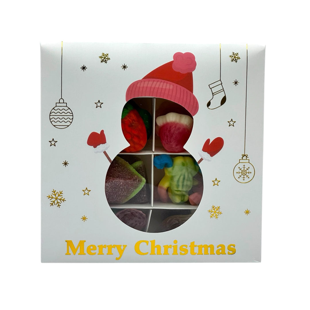 Lollypop Lane Christmas gift box containing jelly filled sweets on a white background.