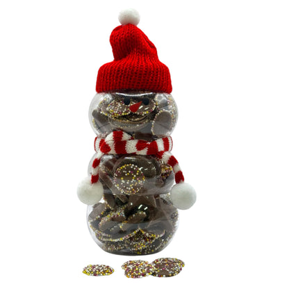 Lollypop Lane Christmas Snowman Jar filled with Milk Chocolate Jazzle's and Stars 300g