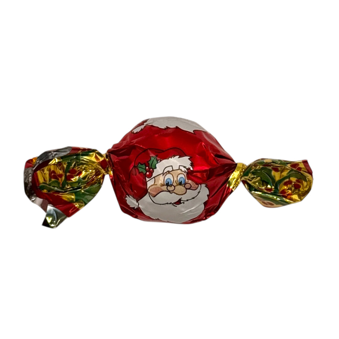 Candy with Santa Claus design on a white background