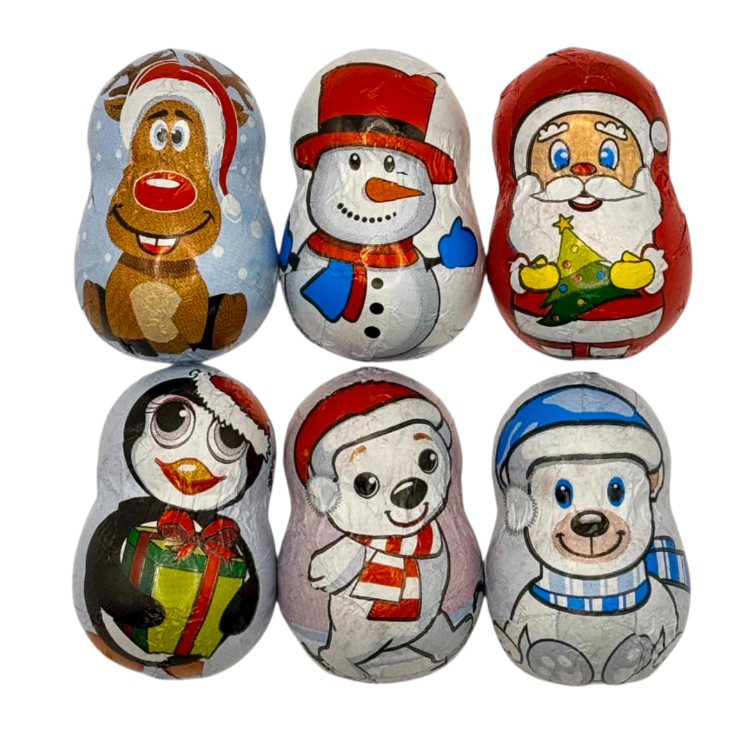 Milk Chocolate Christmas Assortment with Christmas-themed characters on a white background