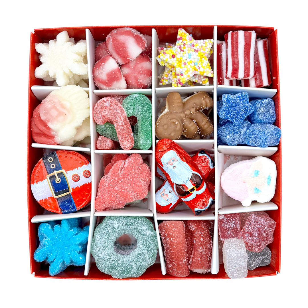 Lollypop Lane Teacher Christmas Gift, Festive Sweet Selection with no lid showing sweet contents